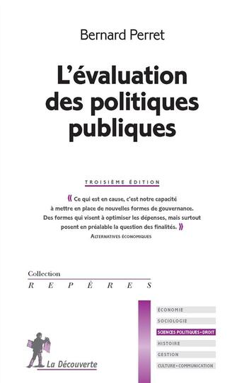 Couverture du livre « L'évaluation des politiques publiques (3e édition) » de Bernard Perret aux éditions La Decouverte