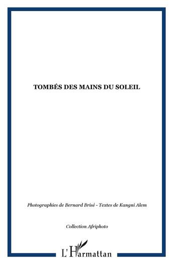 Couverture du livre « Tombes des mains du soleil » de  aux éditions L'harmattan