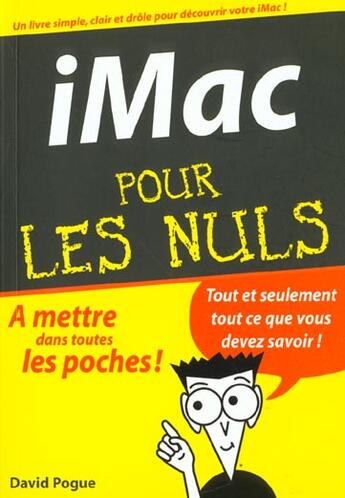 Couverture du livre « Imac poche pour les nuls » de Pogue David aux éditions First Interactive