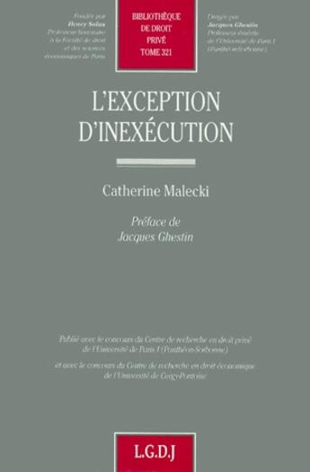 Couverture du livre « L'exception d'inexecution » de Malecki C. aux éditions Lgdj