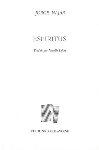 Couverture du livre « Espiritus » de Jorge Najar aux éditions Folle Avoine