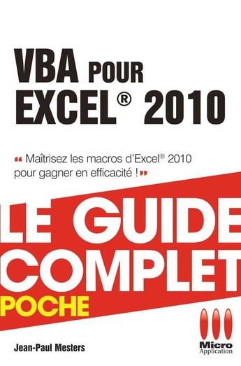 Couverture du livre « VBA pour Excel 2010 » de Jean-Paul Mesters aux éditions Ma