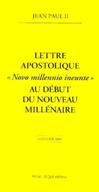 Couverture du livre « Lettre apostolique ; 