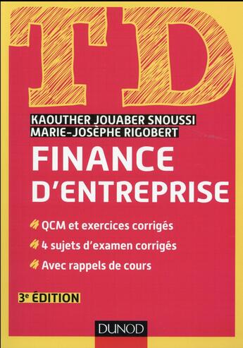 Couverture du livre « TD : td de finance d'entreprise (3e édition) » de Marie-Josèphe Rigobert et Kaouther Jouaber-Snoussi aux éditions Dunod