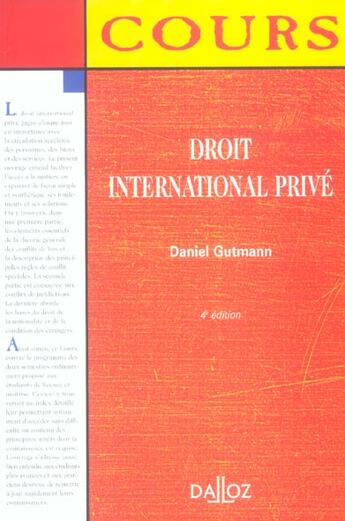 Couverture du livre « Droit International Prive » de Daniel Gutmann aux éditions Dalloz