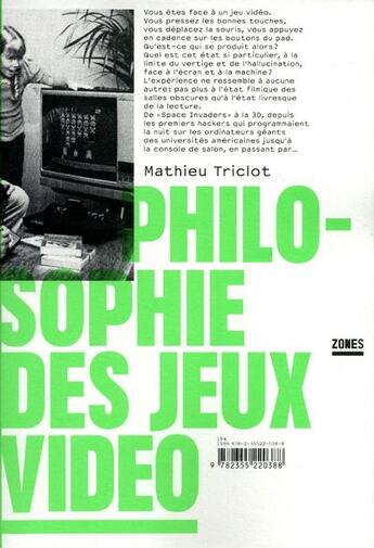 Couverture du livre « Philosophie des jeux vidéos » de Mathieu Triclot aux éditions Zones