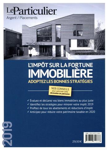 Couverture du livre « COMMENT DECLARER ; l'impôt sur la fortune immobilière (édition 2019) » de  aux éditions Le Particulier