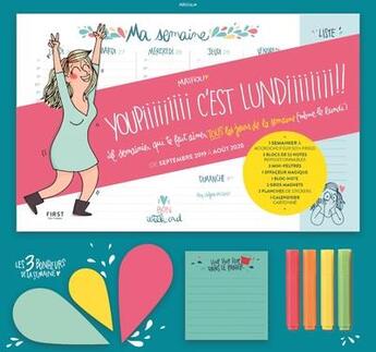 Couverture du livre « Youpi c'est lundi : semainier 2019 - 2020 le semainier pas comme les autres de mathou » de Mathou aux éditions First