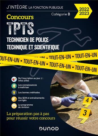 Couverture du livre « Concours TPTS, technicien police technique et scientifique ; tout-en-un (édition 2022/2023) » de Salah Belazreg et Frederic Rosard et Sebastien Aguilar et Nathalie Nadaraj et Cedric Bordi aux éditions Dunod