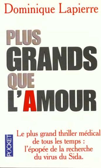 Couverture du livre « Plus grands que l'amour » de Dominique Lapierre aux éditions Pocket