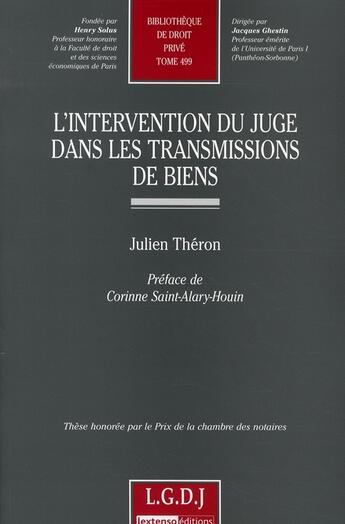 Couverture du livre « L'intervention du juge dans les transmission des biens » de Theron J. aux éditions Lgdj