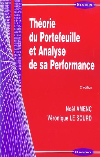 Couverture du livre « THEORIE DU PORTEFEUILLE ET ANALYSE DE SA PERFORMANCE » de Amenc/Noel aux éditions Economica