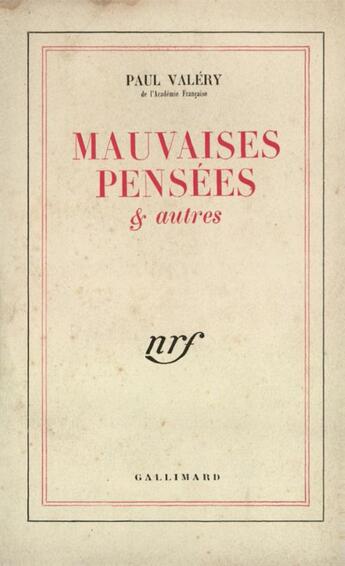 Couverture du livre « Mauvaises pensees et autres » de Paul Valery aux éditions Gallimard