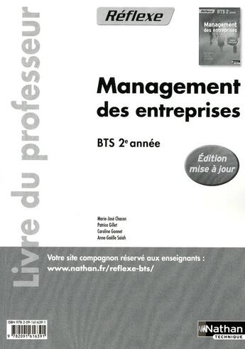 Couverture du livre « Management des entreprises; BTS 2ème année ; livre du professeur 2011 » de  aux éditions Nathan