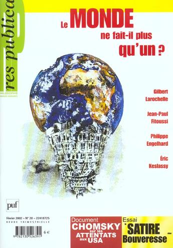 Couverture du livre « Revue Res Publica ; Le Monde Ne Fait-Il Qu'Un » de  aux éditions Puf