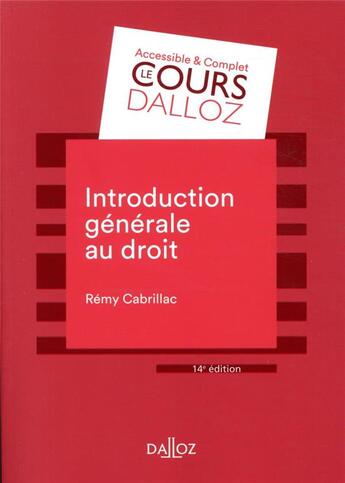 Couverture du livre « Introduction générale au droit (14e édition) » de Rémy Cabrillac aux éditions Dalloz