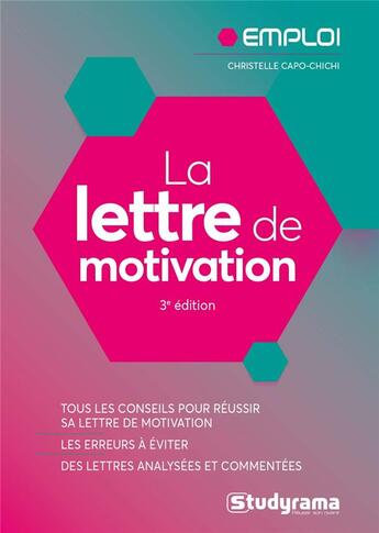 Couverture du livre « La lettre de motivation (3e édition) » de Capo-Chichi C. aux éditions Studyrama