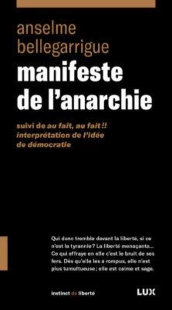 Couverture du livre « Manifeste de l'anarchie ; 