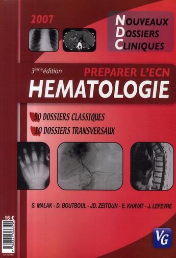 Couverture du livre « Hématologie » de Malak aux éditions Vernazobres Grego