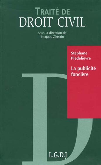 Couverture du livre « La publicite fonciere » de Piedelievre S. aux éditions Lgdj