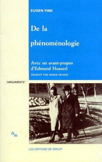 Couverture du livre « De la phénoménologie » de Fink/Franckl aux éditions Minuit