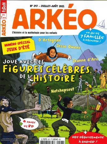 Couverture du livre « Arkeo junior n 297 : special jeux - juil/aout 2021 » de  aux éditions Arkeo Junior