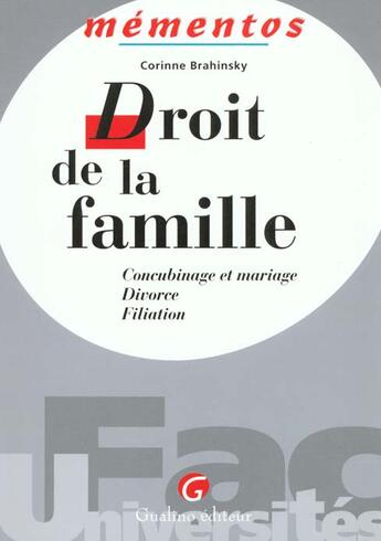 Couverture du livre « Droit de la famille » de Brahinsky aux éditions Gualino