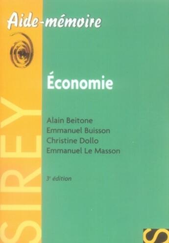 Couverture du livre « Économie (3e édition) » de Alain Beitone aux éditions Sirey