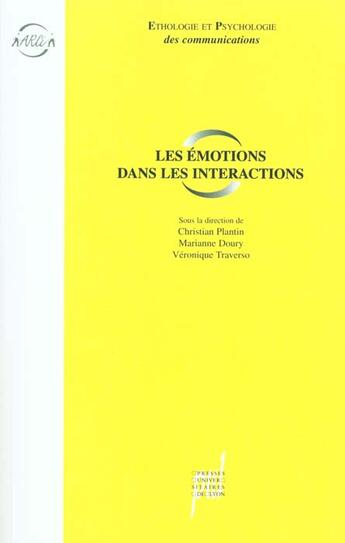 Couverture du livre « Emotions dans les interactions » de Plan Doury Marianne aux éditions Pu De Lyon