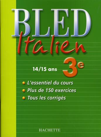 Couverture du livre « Cahiers Bled ; Cahier Bled ; Italien ; 3ème » de C Boi et D Gas aux éditions Hachette Education