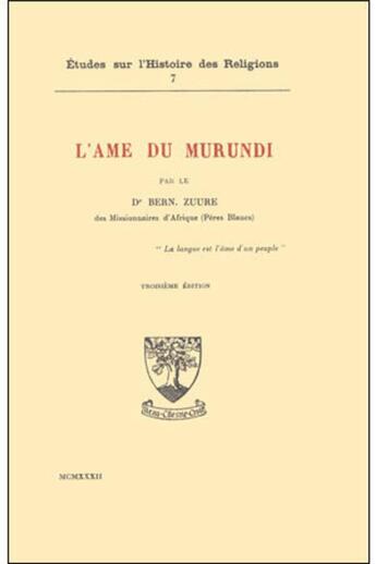 Couverture du livre « L'âme du Murundi » de Dr Bern Zuure aux éditions Beauchesne