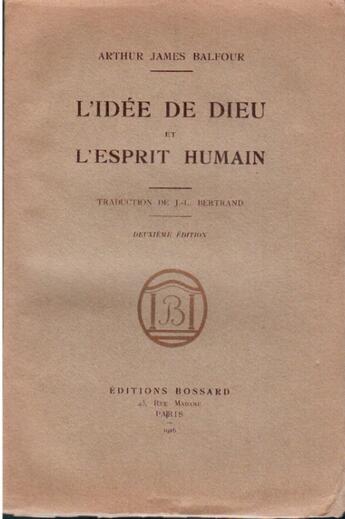 Couverture du livre « L'idée de Dieu et l'esprit humain » de Arthur James Balfour aux éditions Nel