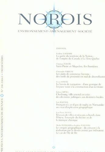 Couverture du livre « Revue NOROIS : Norois 190 2004/1 ENVIRONNEMENT AMENAGEMENT SOCIAL » de Pur aux éditions Pu De Rennes