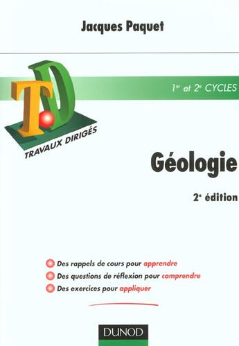 Couverture du livre « Travaux diriges de geologie ; 2e edition » de Jacques Pacquet aux éditions Dunod