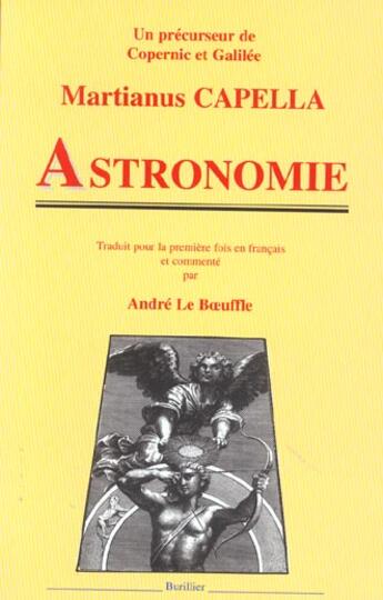 Couverture du livre « Astronomie de martianus capellas » de Martianus Capella aux éditions Burillier