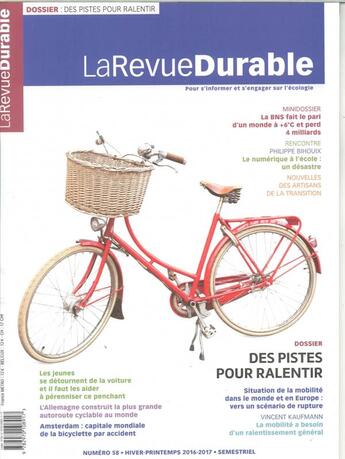 Couverture du livre « La revue durable n 58 decembre 2016 » de  aux éditions Revue Durable