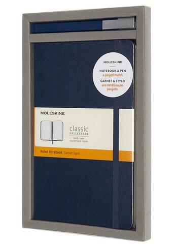 Couverture du livre « Coffret carnet grand format ligne saphir + roller » de  aux éditions Moleskine