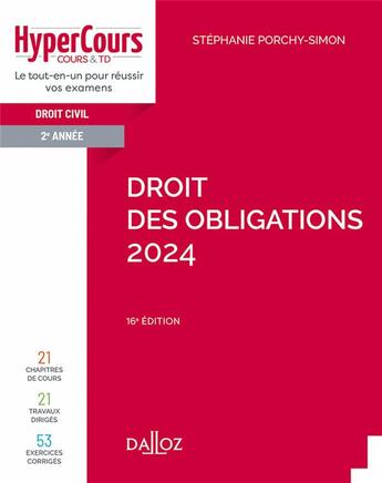 Couverture du livre « Droit des obligations (édition 2024) » de Stephanie Porchy-Simon aux éditions Dalloz