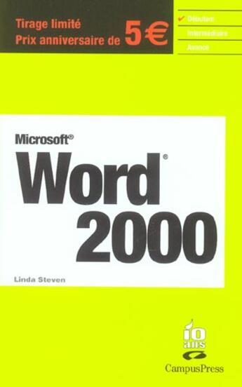 Couverture du livre « Word 2000 » de Linda Steven aux éditions Campuspress