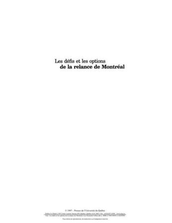 Couverture du livre « Les défis et les options de la relance de Montréal » de Luc-Normand Tellier aux éditions Pu De Quebec