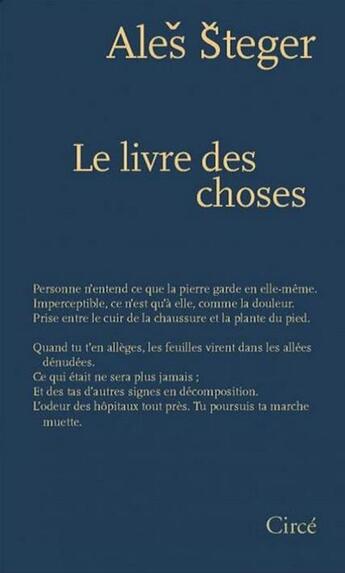 Couverture du livre « Le livre des choses » de Ales Steger aux éditions Circe