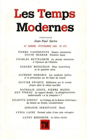 Couverture du livre « Revue Les temps modernes » de Collectif Gallimard aux éditions Gallimard