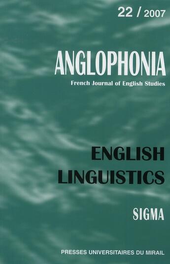 Couverture du livre « English linguistics » de Rotge W aux éditions Pu Du Midi