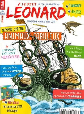 Couverture du livre « Le petit leonard n 270 : monstres et creatures fabuleuses - juil/aout 2021 » de  aux éditions Le Petit Leonard