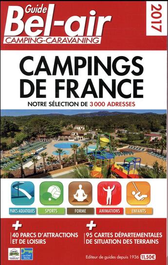 Couverture du livre « Campings de France (édition 2017) » de Duparc Martine aux éditions Guide Bel Air