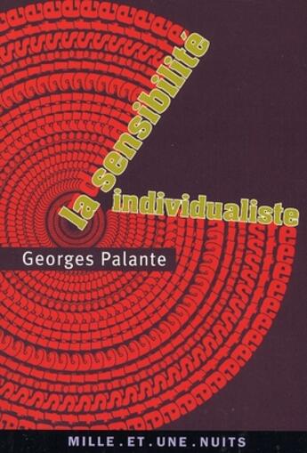 Couverture du livre « La sensibilité individualiste » de Palante-G aux éditions Mille Et Une Nuits