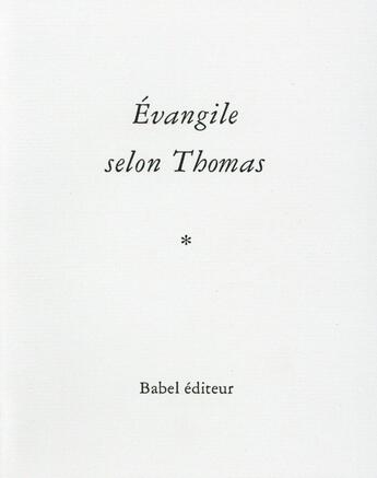 Couverture du livre « Évangile de Thomas » de Saint Thomas aux éditions Corlevour