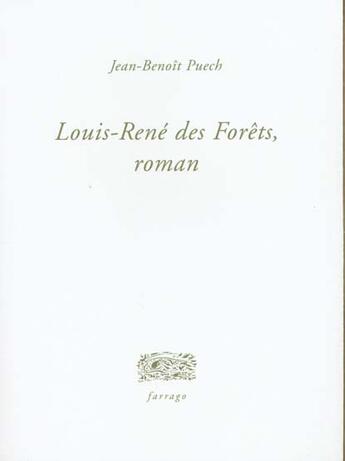 Couverture du livre « Louis-René des forêts » de Jean-Benoit Puech aux éditions Verdier