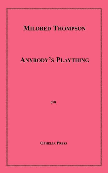 Couverture du livre « Anybody's Plaything » de Mildred Thompson aux éditions Disruptive Publishing
