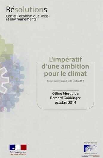 Couverture du livre « L'impératif d'une ambition pour le climat » de Conseil Economique aux éditions Documentation Francaise